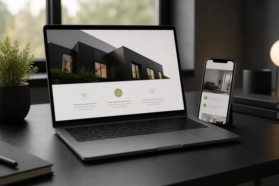 Webauftritt auf Laptop und Smartphone
